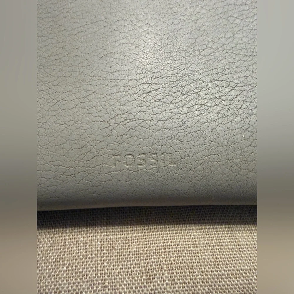 Fossil Silver Leather Zip-Around Wallet